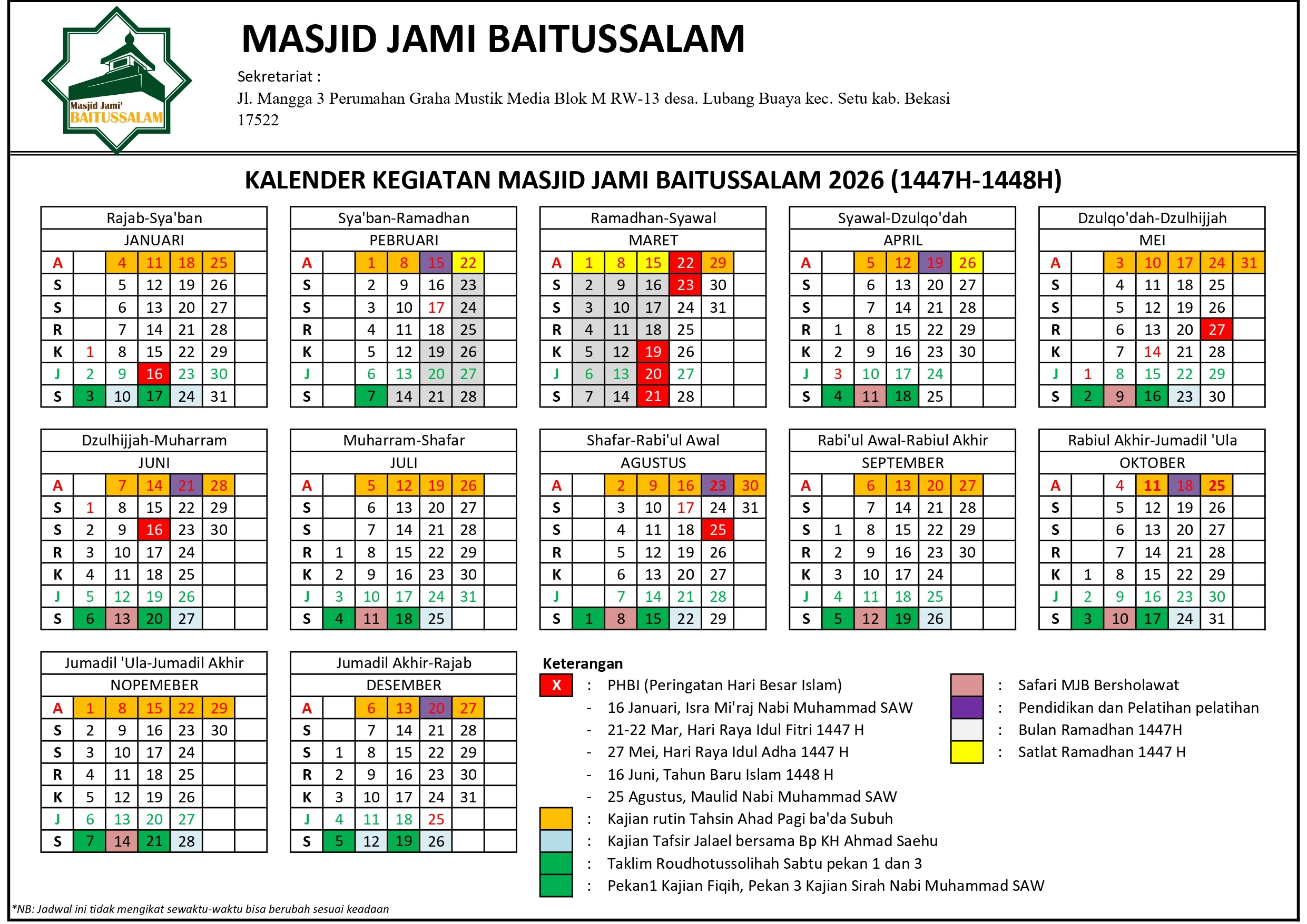 Kalender Kegiatan MJB